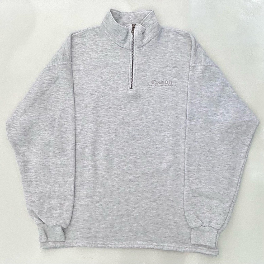 Vintage 90’s Canon Information Systems Quarter Zip Sweatshirt Made In USA XL - Picture 1 of 6